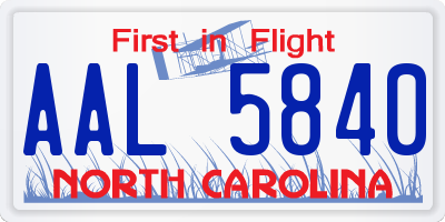 NC license plate AAL5840