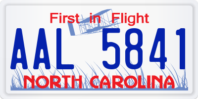 NC license plate AAL5841