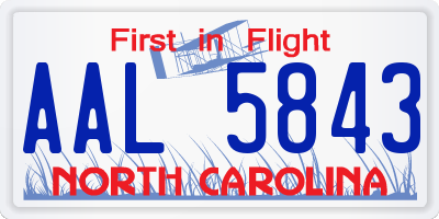 NC license plate AAL5843