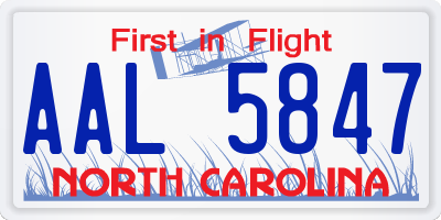 NC license plate AAL5847