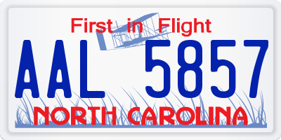 NC license plate AAL5857