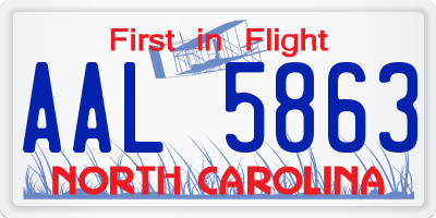 NC license plate AAL5863