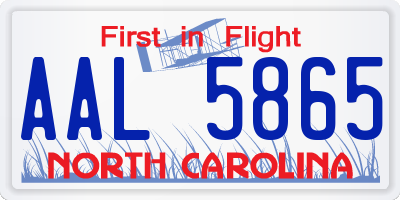 NC license plate AAL5865