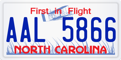 NC license plate AAL5866
