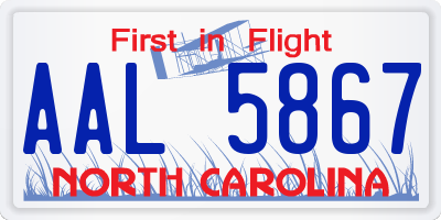 NC license plate AAL5867