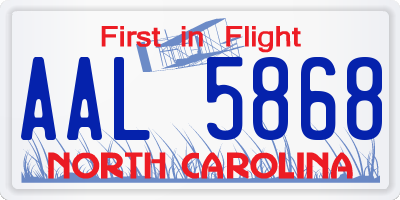 NC license plate AAL5868