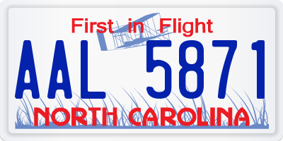 NC license plate AAL5871