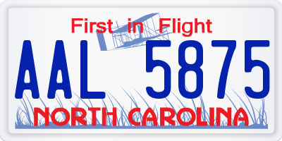 NC license plate AAL5875