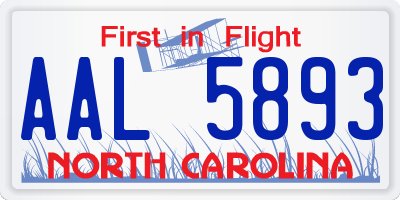 NC license plate AAL5893