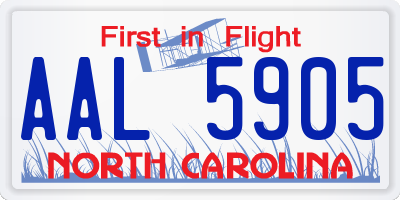 NC license plate AAL5905