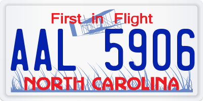 NC license plate AAL5906