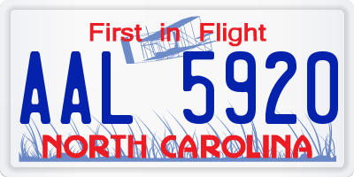 NC license plate AAL5920