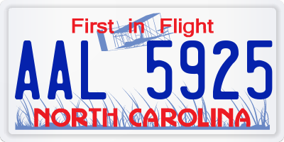 NC license plate AAL5925