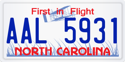 NC license plate AAL5931