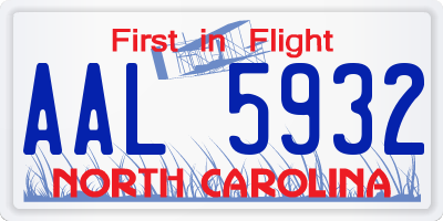 NC license plate AAL5932