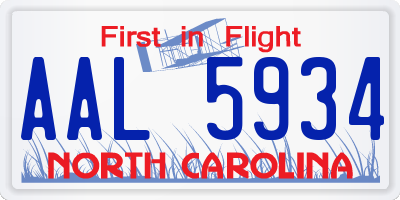 NC license plate AAL5934