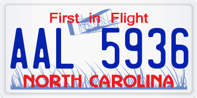 NC license plate AAL5936