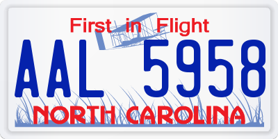 NC license plate AAL5958
