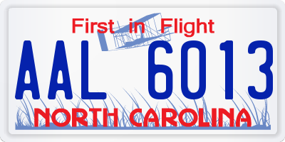 NC license plate AAL6013