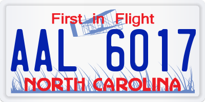 NC license plate AAL6017