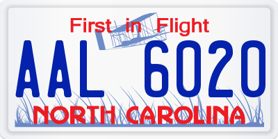 NC license plate AAL6020