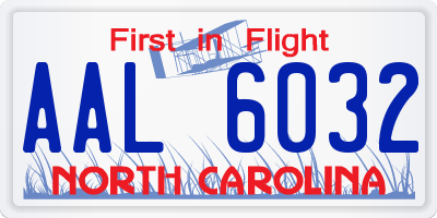 NC license plate AAL6032