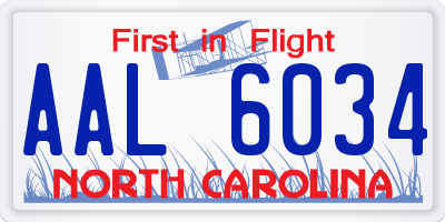 NC license plate AAL6034