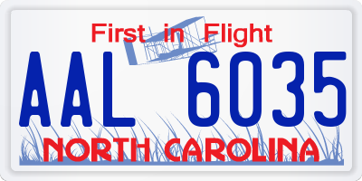 NC license plate AAL6035