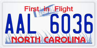 NC license plate AAL6036