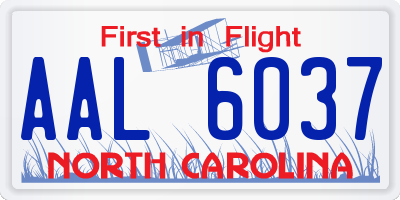 NC license plate AAL6037