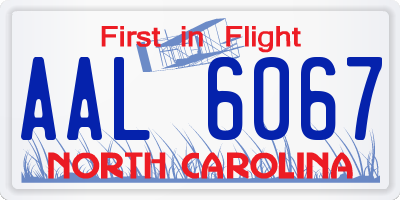 NC license plate AAL6067