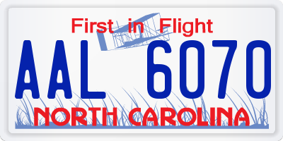 NC license plate AAL6070