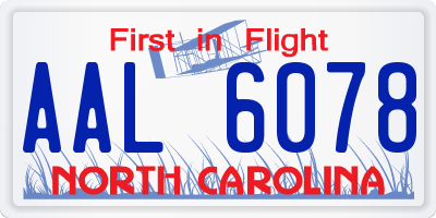 NC license plate AAL6078