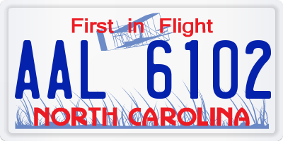 NC license plate AAL6102