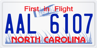 NC license plate AAL6107