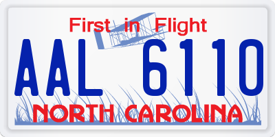 NC license plate AAL6110