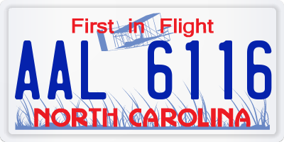 NC license plate AAL6116