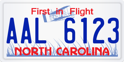 NC license plate AAL6123