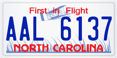 NC license plate AAL6137