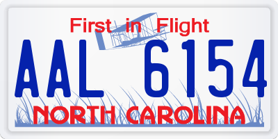 NC license plate AAL6154