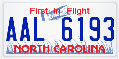 NC license plate AAL6193