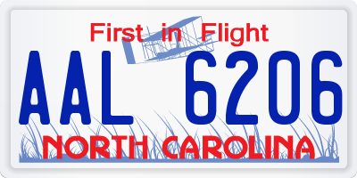 NC license plate AAL6206