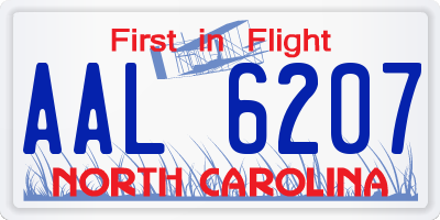 NC license plate AAL6207