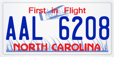 NC license plate AAL6208