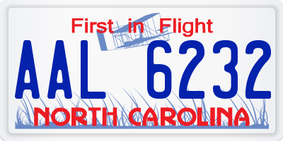 NC license plate AAL6232