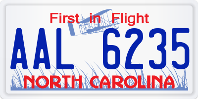 NC license plate AAL6235