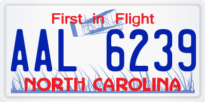 NC license plate AAL6239
