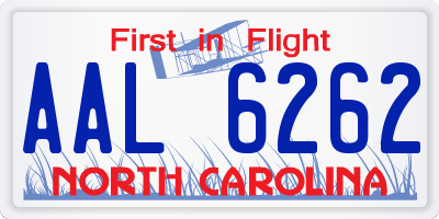 NC license plate AAL6262