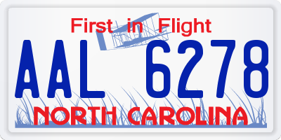 NC license plate AAL6278