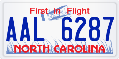 NC license plate AAL6287